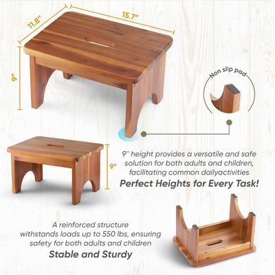 202405 Schwerlast-Portable Holz-Step Stuhl rutschfrei und bequem für Erwachsene