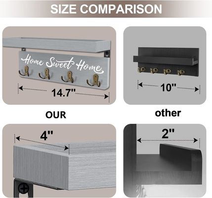 Schlüsselhalter mit Holz, Wandhalter Schlüsselbügel