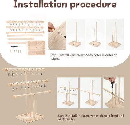 Holz-Wandregal Dekoration 3-Schicht Baby-Kopfband Halter Haarbänder Anzeigestand