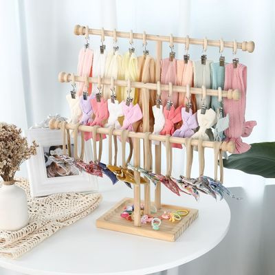 Holz-Wandregal Dekoration 3-Schicht Baby-Kopfband Halter Haarbänder Anzeigestand