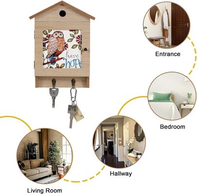 8 Haken Holzschlüsselhalter für Wandmontage Haushaltsschlüsselregal Organisator und Platzretter