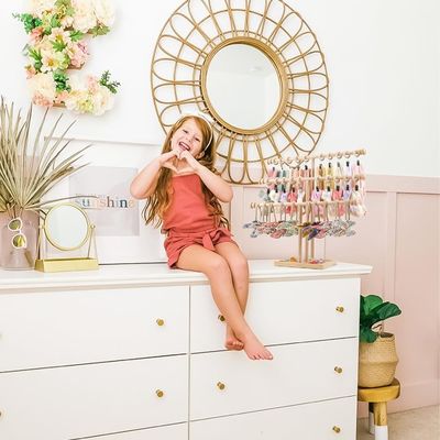 Holz-Wandregal Dekoration 3-Schicht Baby-Kopfband Halter Haarbänder Anzeigestand