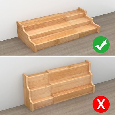 3 Stufe Bambus Erweiterbares Display Regal Geschenkpaket Küchenschrank Organisator OEM / ODM