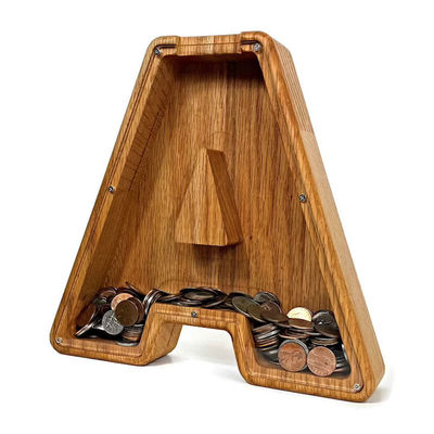 Große Geldkiste mit persönlichem Alphabet Custom Logo akzeptiert Holz-Schweinchenbank