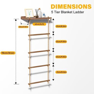 5-Stufen Holzleiterregal Rustikausstattung für die Lagerhaltung von Bauernhausdecken