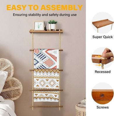 5-Stufen Holzleiterregal Rustikausstattung für die Lagerhaltung von Bauernhausdecken