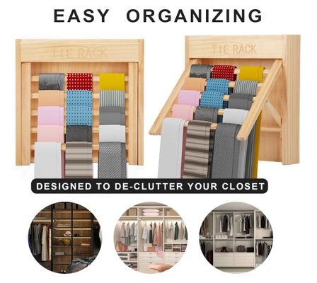 Stylisch aussehen Wand montiert Holz Krawatten Organisator Gürtel Hanger Krawattenhalter für Platzersparnis