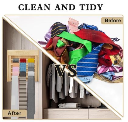 Stylisch aussehen Wand montiert Holz Krawatten Organisator Gürtel Hanger Krawattenhalter für Platzersparnis