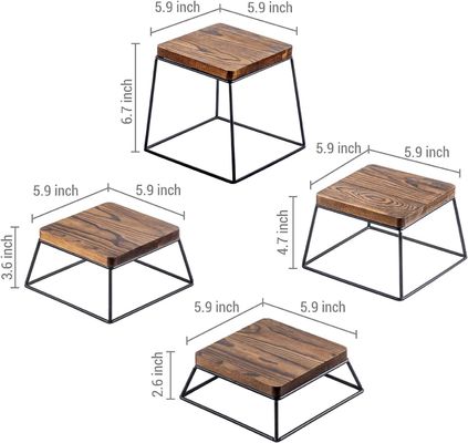 Hochmenge Brannte Holz Schwarzmetall Draht Quadratisch Lebensmittel Anzeige Holz-Pizza-Stände