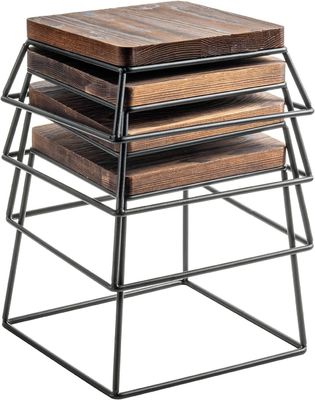 Hochmenge Brannte Holz Schwarzmetall Draht Quadratisch Lebensmittel Anzeige Holz-Pizza-Stände