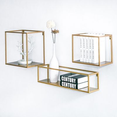 NO Aufblasbares Holz-Wandregal mit modernen Metall- und Massivholzregalen