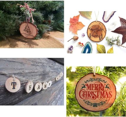 Dekoratives Handwerk Holz Coaster 3,5 bis 4 Zoll Naturholz mit Loch nachhaltig