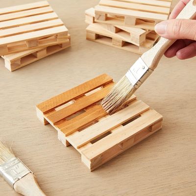 Holz schlichte Farbe 3.9 X 3.9 In Custom Logo Größe Quadrat Mini-Palette Natürliche Tasse Matte