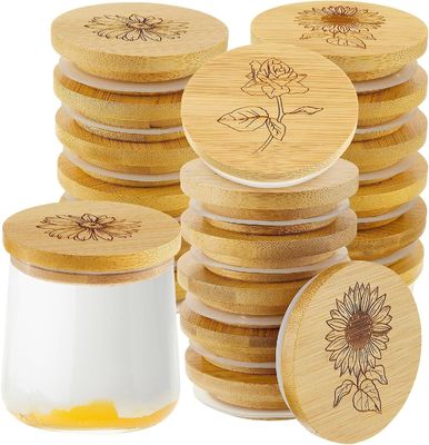 Holz einfache Farbe Bambus-Glasdeckel mit Silikon-Siegelringe Einfach offenes Ende Design