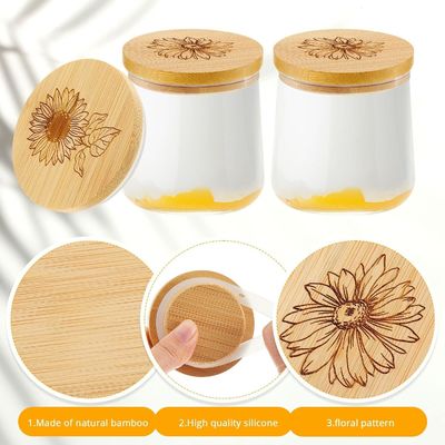 Holz einfache Farbe Bambus-Glasdeckel mit Silikon-Siegelringe Einfach offenes Ende Design