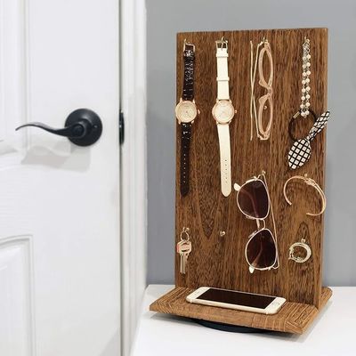 Platz spart Funktion 9 W X 7.5 D X 16.5 H Holz Schmuck Display Stand mit 32 Haken