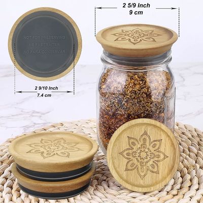 Hoch-Borosilikat-Glas 6Pcs Glasbehälter mit Holz Klarfarbe Deckel und Bambus Deckel