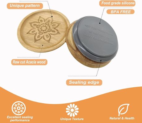 Hoch-Borosilikat-Glas 6Pcs Glasbehälter mit Holz Klarfarbe Deckel und Bambus Deckel