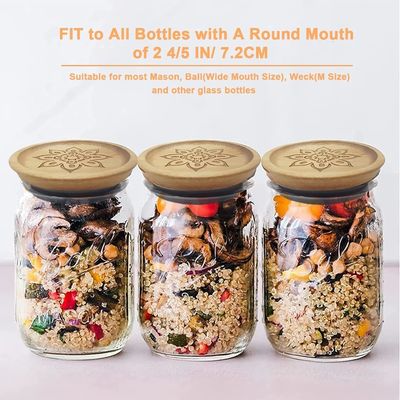 Hoch-Borosilikat-Glas 6Pcs Glasbehälter mit Holz Klarfarbe Deckel und Bambus Deckel