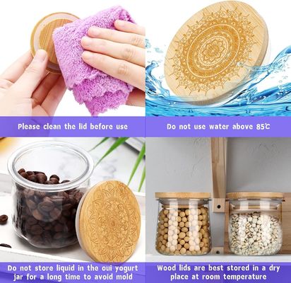 Frischer Stil 12 Stück Holz Flaschen für Kerzen Glas Joghurt Flasche Deckel Deckel Holz