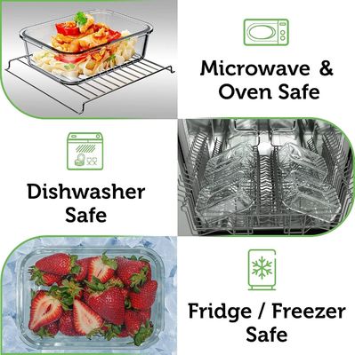 Bequeme 4-pack-Glas-Lebensmittelbehälter mit Bambusdeckeln Einfaches offenes Design