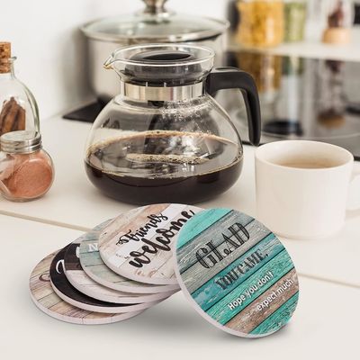 Marmor Sarkastic Absorptionsstein Kork Getränke Coasters mit Halter Custom Luxus 6 Stück