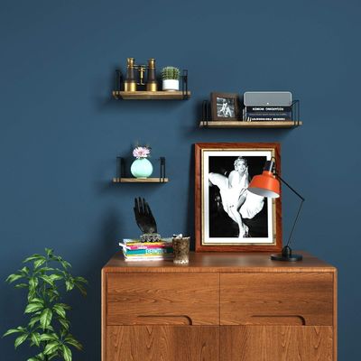 Wohnzimmermöbel Wandregal Metall Holz Modernes Küchengerät Platz sparen