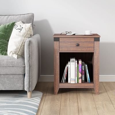 Moderner Bauernhaus Nachttisch mit Schubladen Rustikales Holz Nachttisch 16 x 19 x 24 Zoll