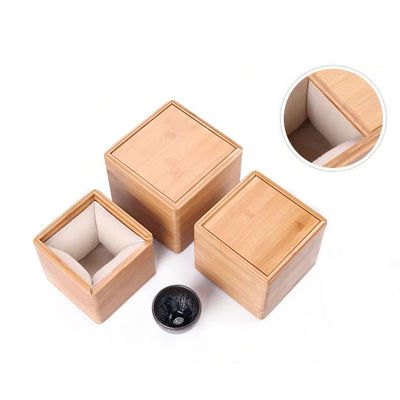 Logo-Gravur-Slide-Deckel Bambus-Quadrat-Holzkiste für persönliche Geschenke und Verpackungen