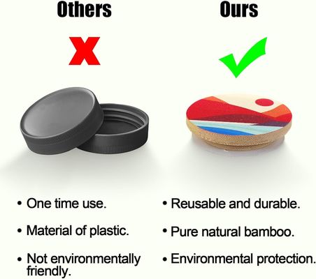 8 Silikon-Siegelringe mit farbenfrohen Boho-Mustern und Bambusdeckeln