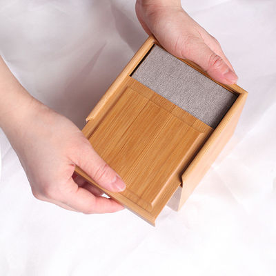Logo-Gravur-Slide-Deckel Bambus-Quadrat-Holzkiste für persönliche Geschenke und Verpackungen