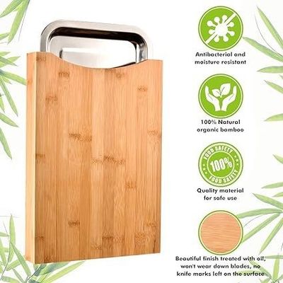 Stylische Bambus-Schnittplatte mit Tablett und Schublade 13,4 x 9,4 x 1,6 Zoll