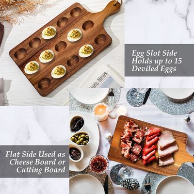Umkehrbare Holz-Devilled-Ei-Teller auf Wunsch Akazien-Charcuterie-Blatt