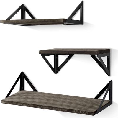 Modernes Design Schwarzmetall Holz Wandregale Schwimmbad Holz Lagerregal für Bad