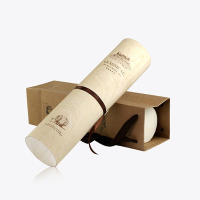 Custom Round Tube Birch Veneer Soft Bark Holzverpackungskiste für Geschenk Weinflasche