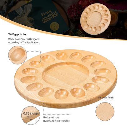 OEM 15 Löcher Umkehrbares Holz-Deviled-Ei-Teller-Chercuterie-Board Dicke Ei-Tray Hühnerei-Eierbehälter
