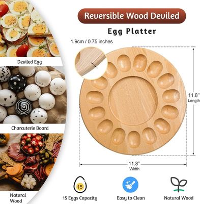 OEM 15 Löcher Umkehrbares Holz-Deviled-Ei-Teller-Chercuterie-Board Dicke Ei-Tray Hühnerei-Eierbehälter