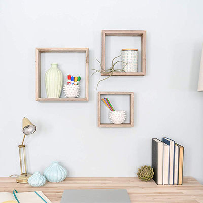 Organisieren Sie Ihren Raum mit 3 klassischen Naturmassivholz-Wand-Floating-Regal