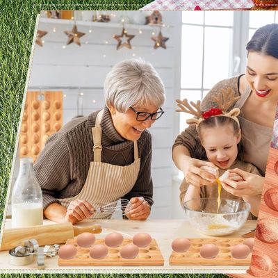24 Löcher Umkehrbares Holz-Deviled-Ei-Teller-Scharcuterie-Tisch für das Servieren von Gemüse