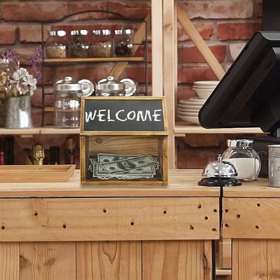 Spielzeug-Organisator Mehrfunktions-Wahlzettel-Tropfkasten mit Schieferbrett-Etikett und Acrylfenster