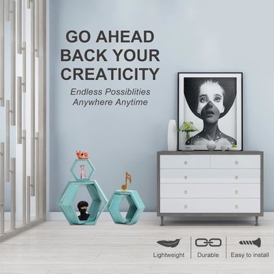 Holz-Farmhaus-Speicher Honighalm Wandregal Wandmontiert Set 5 Sechseckschwimmerregale