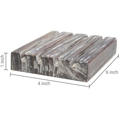Gemaltes Braun 4 Reihen Brändes Holz Militärische Herausforderung Münzen Display Halter Stand 4x6x1 Zoll