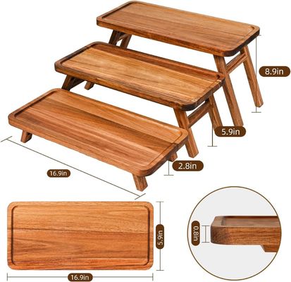 3 Stufe Holz Cupcake Tower Display Stand Akazienholz Klappschachtel für Teil