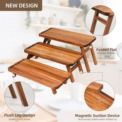 3 Stufe Holz Cupcake Tower Display Stand Akazienholz Klappschachtel für Teil