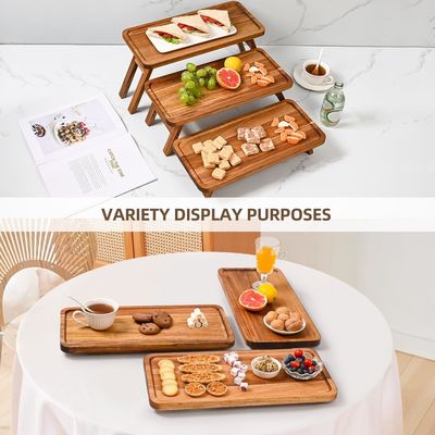 3 Stufe Holz Cupcake Tower Display Stand Akazienholz Klappschachtel für Teil