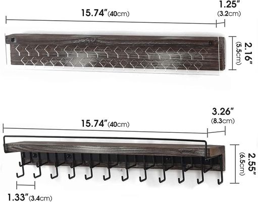 Maßgeschneiderte Landhaus Holz Ohrring Display und klare Acryl Halskette Wand Mount Halter