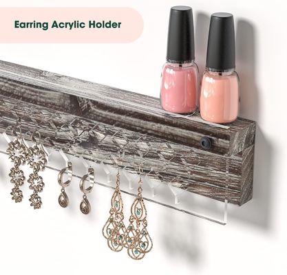 Maßgeschneiderte Landhaus Holz Ohrring Display und klare Acryl Halskette Wand Mount Halter