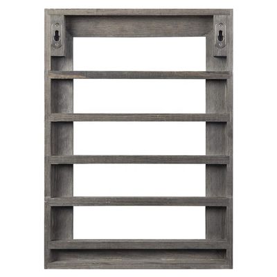 5-Tier Vintage Grau Holz Druck Verbrannte Herausforderung Münze Display Rack für Wandmontage