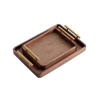 Rustikale Messinggriffe Walnussholz Kaffeetafel Serviertisch für Desserts Kuchen Teetränke Handgefertigt