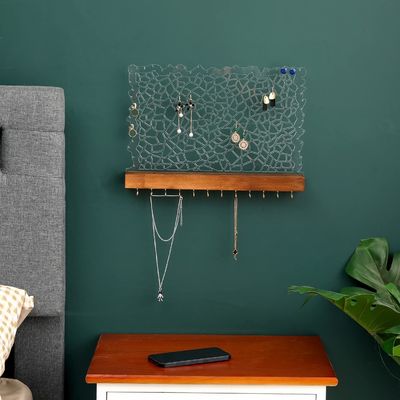 Funktionales Design Holz-Floating-Regal Acryl-Ohrring-Display für das personalisierte Logo